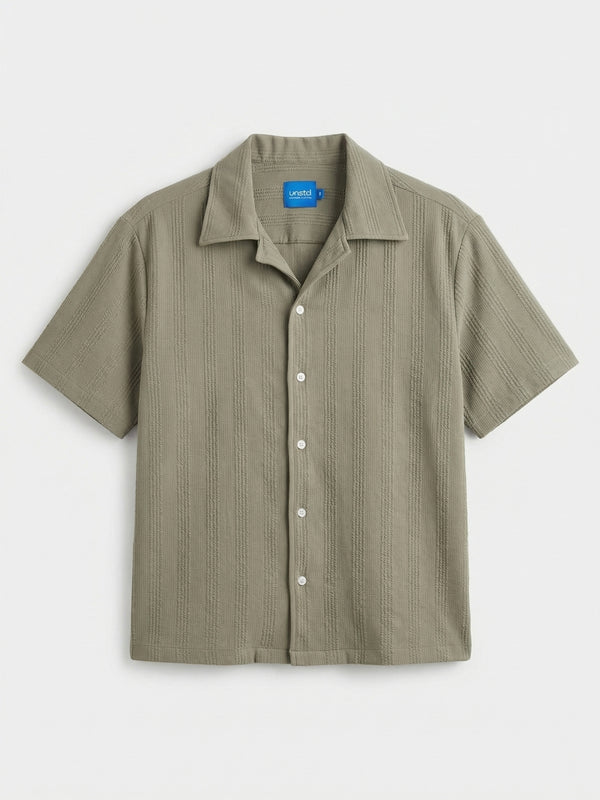 Textured Half Sleeve Men Shirt in Light green