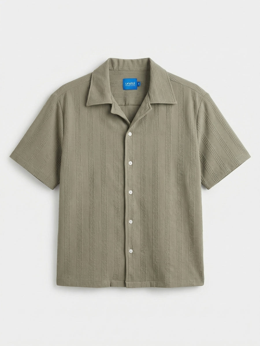 Textured Half Sleeve Plus Size Men Shirt
