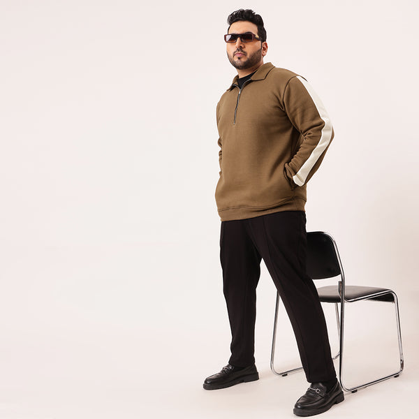 Brown Offwhite Zip Sweatshirt in Brown Offwhite