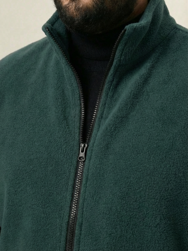 Fleece Half Heavy Weight Zipper Jacket in Sea Moss Green