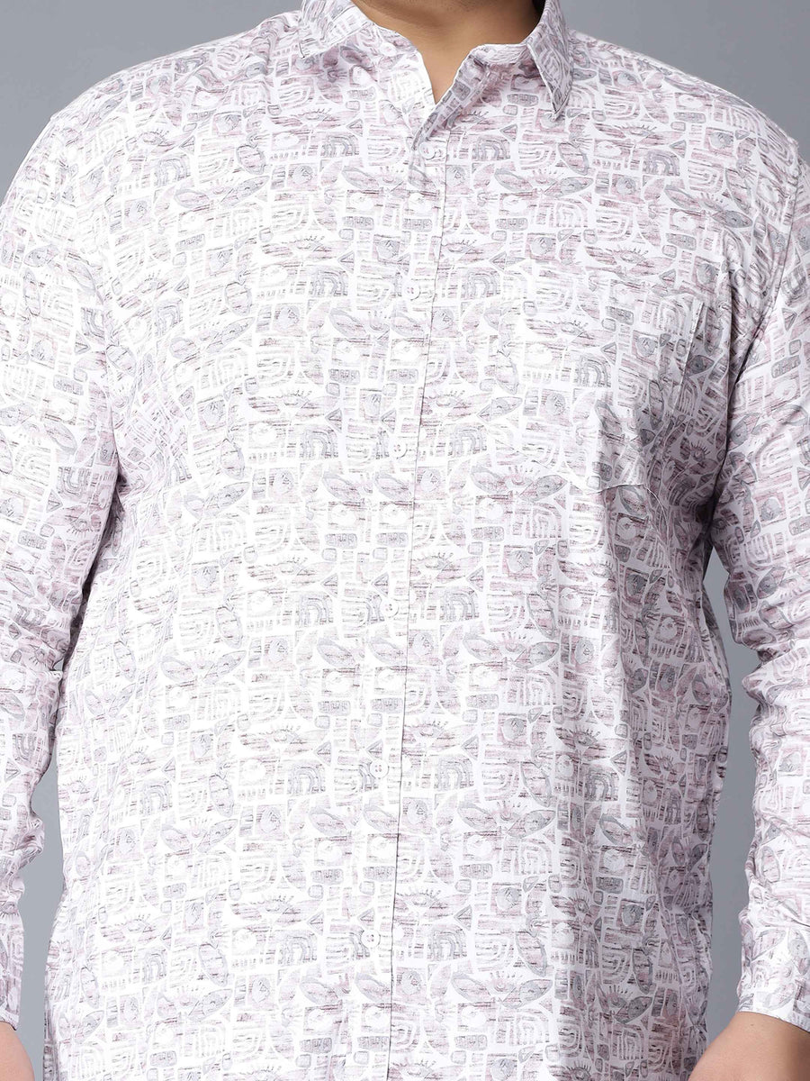 White Pink Printed Plus Size Shirt