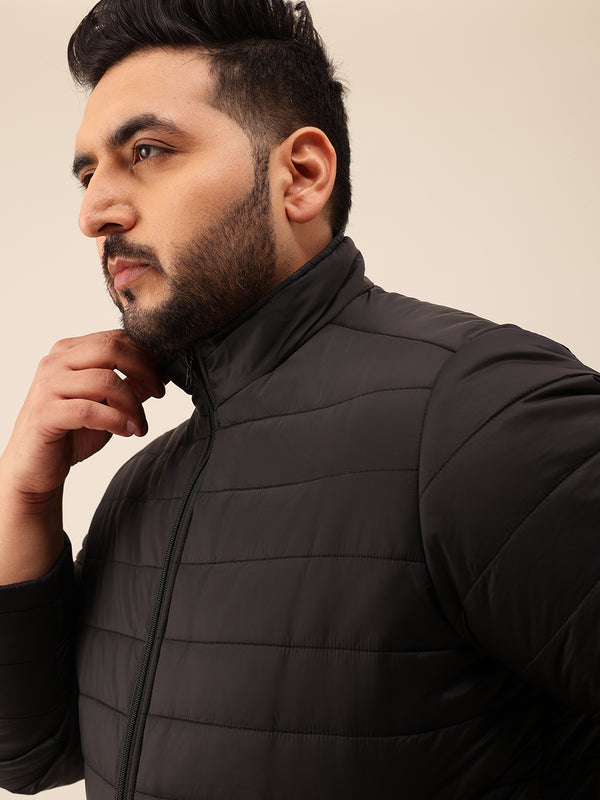Full Sleeves Puffer Jacket in Black