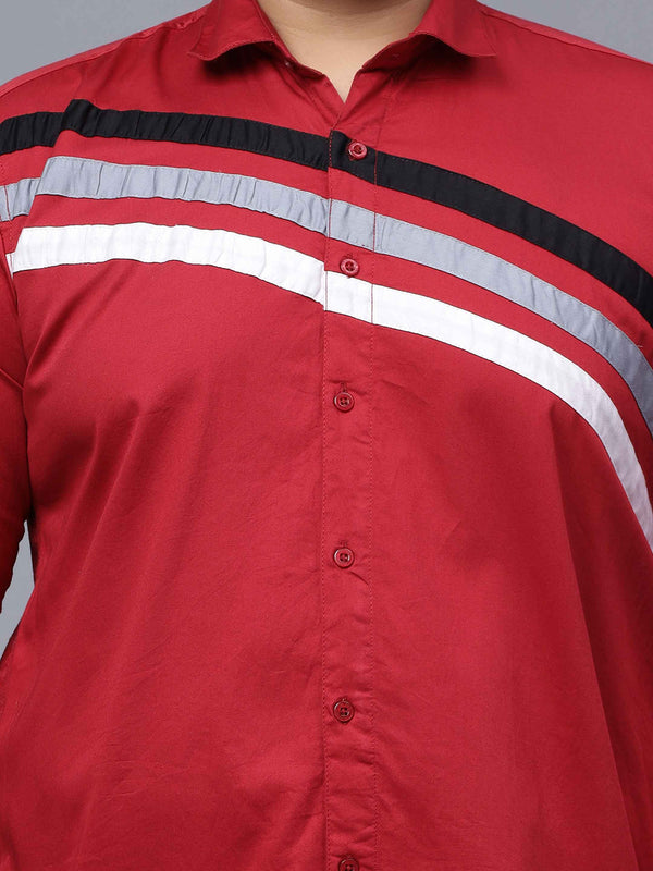 Red Triple Striped Cut n Sew Shirt in -