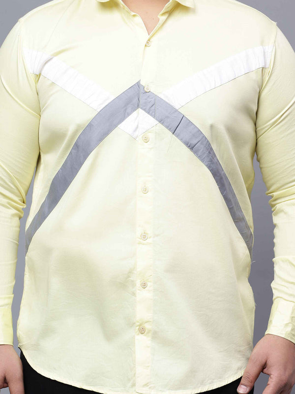 Lemon Yellow White Grey Cut n Sew Shirt in -