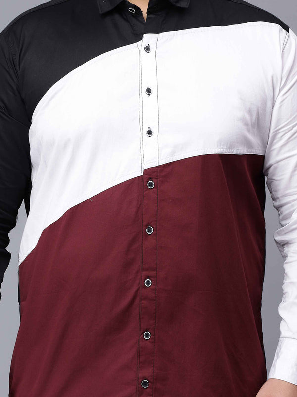 Black White Maroon Three Color Shirt in -