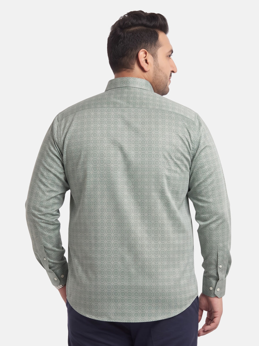 Satin Geometric Print Plus Size Shirt