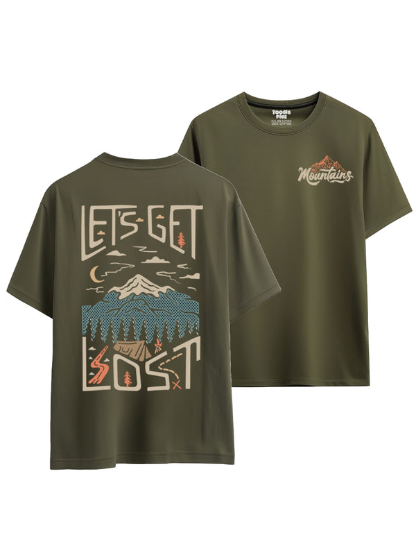 Let's Get Lost T-shirt in Olive Green