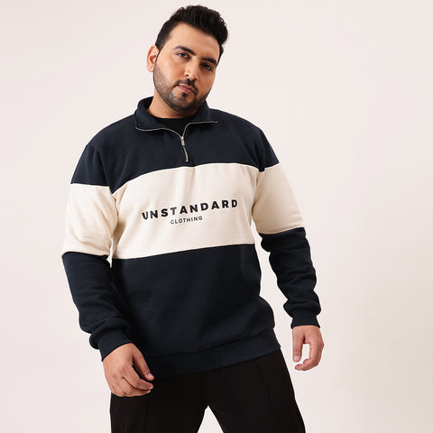 Colour Block Classic Quarter Zipper Sweatshirt