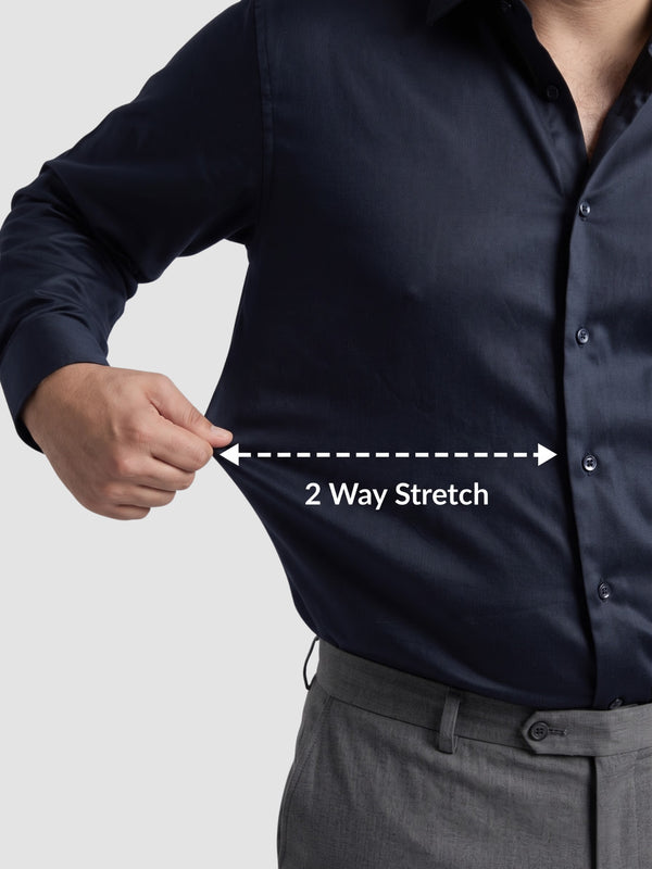 Satin Stretchable Premium Shirt in Navy Blue