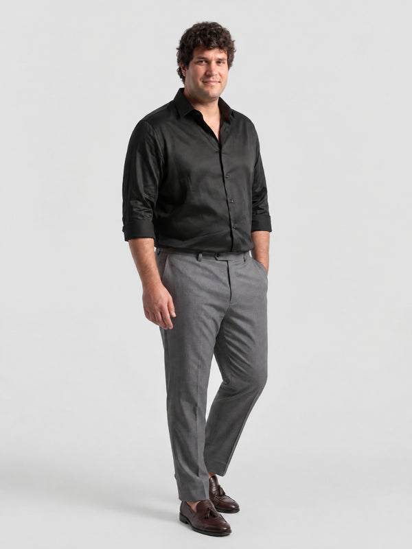 Satin Stretchable Premium Shirt in Black
