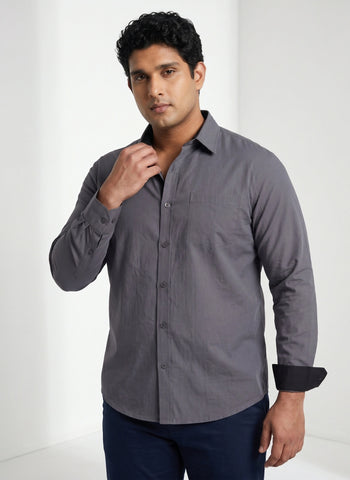Contrast Collar Plus Size Men Shirt