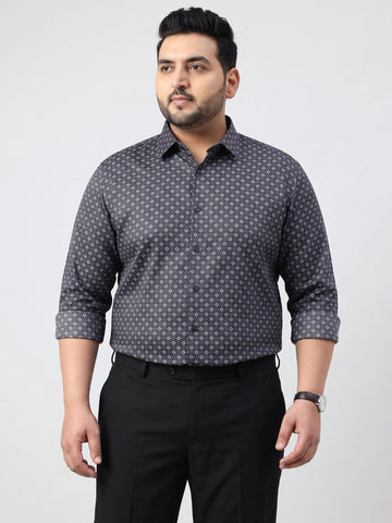 Plus Size Formal Geometric Printed Shirt