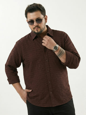 Textured Full Sleeve Plus size Men Shirt