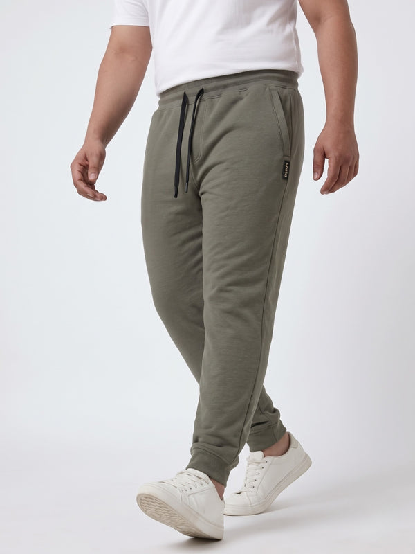 French Terry Mid-Rise Joggers with Zip Pocket in Mouse