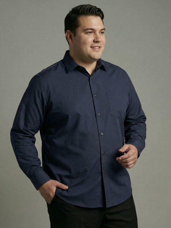 Premium Poplin Solid Shirt in Navy Blue