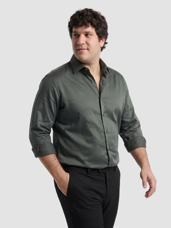 Satin Stretchable Premium Shirt in Dark Grey