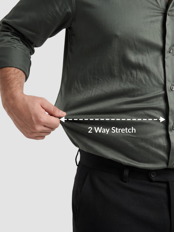Satin Stretchable Premium Shirt in Dark Grey