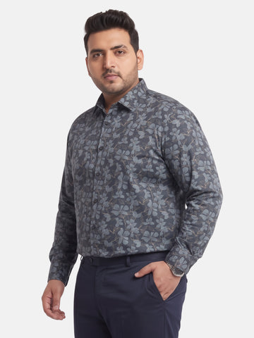 Satin Flower Print Plus Size Shirt
