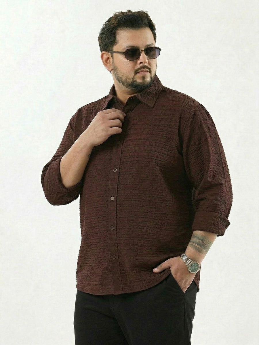 Textured Full Sleeve Plus size Men Shirt