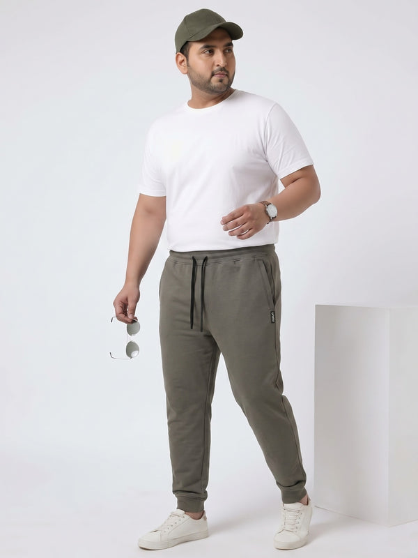 French Terry Mid-Rise Joggers with Zip Pocket in Mouse