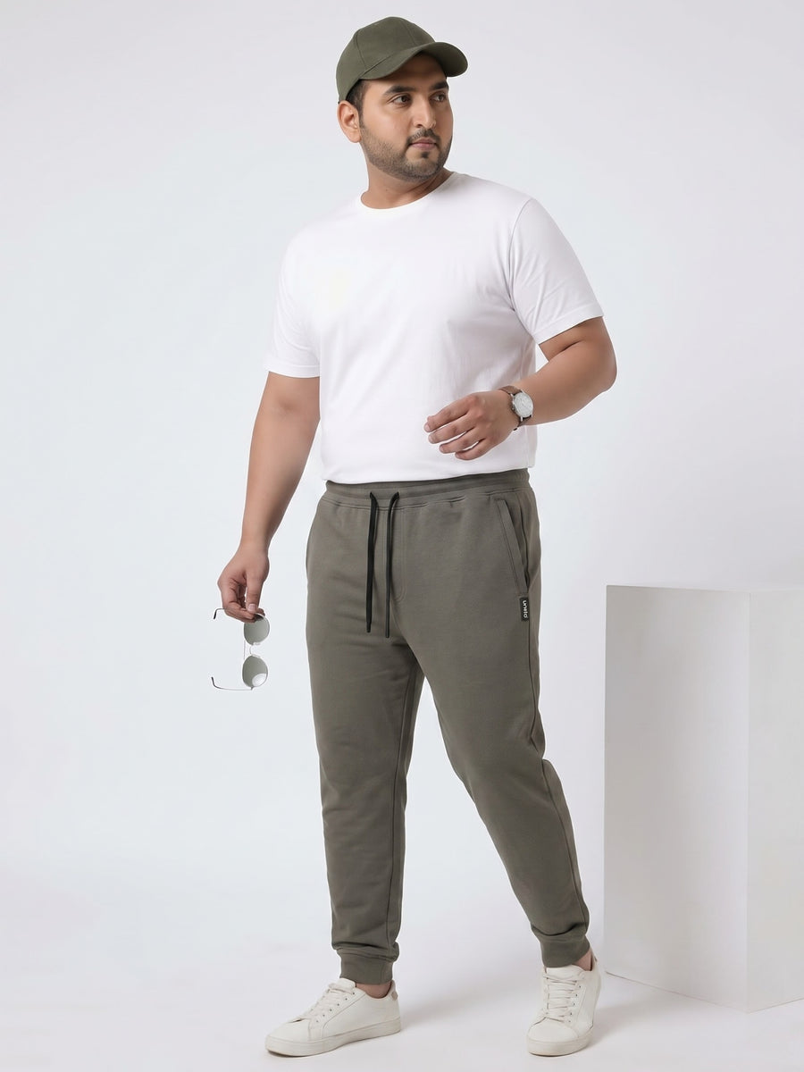 Plus Size French Terry Mid-Rise Joggers with Zip Pocket