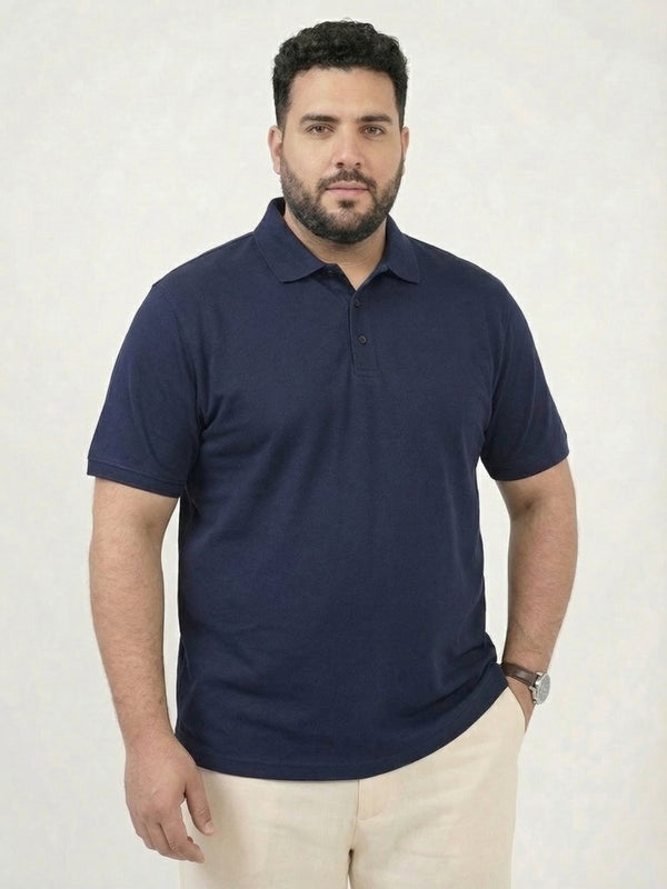 Premium Solid Cotton Men Polo T-shirt in Navy Blue