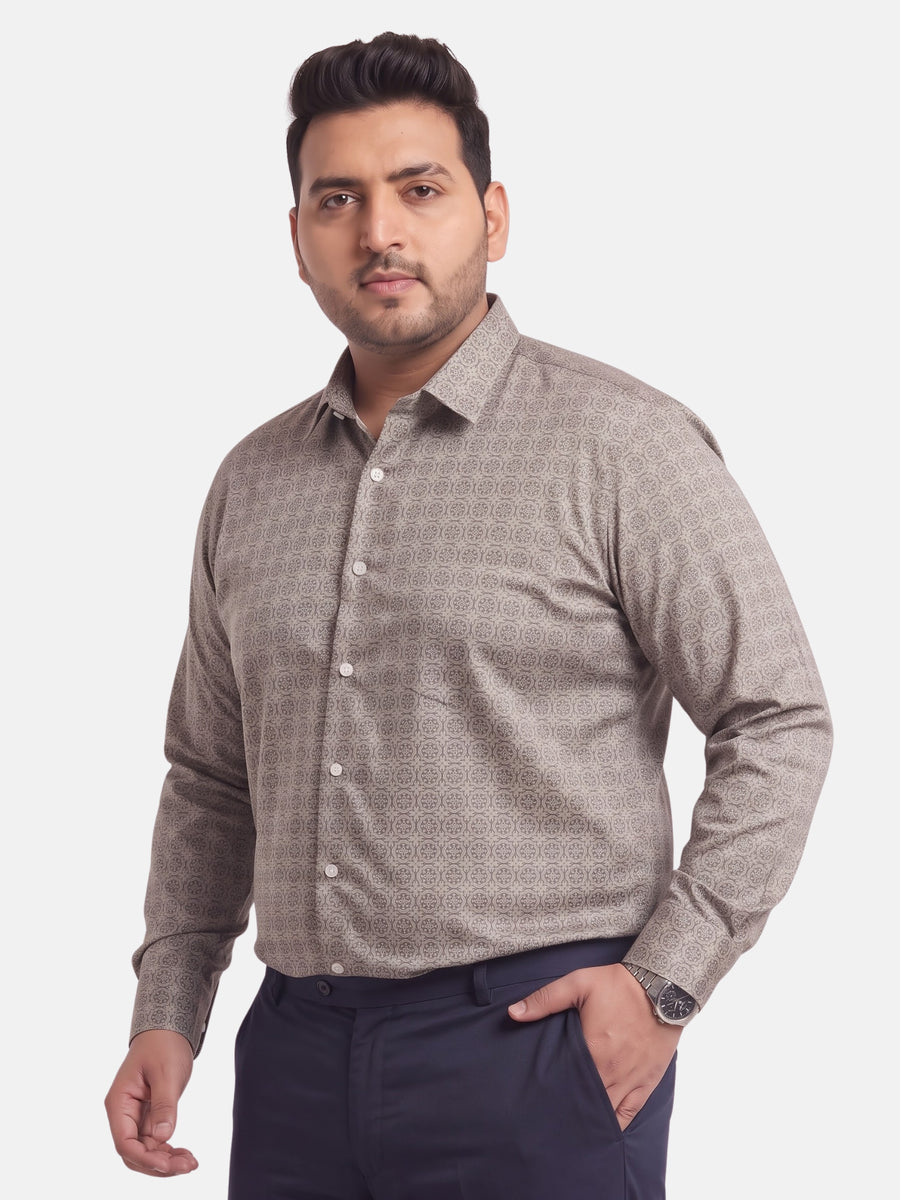 Satin Geometric Print Plus Size Shirt