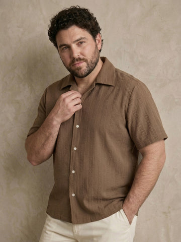 Textured Half Sleeve Plus Size Men Shirt