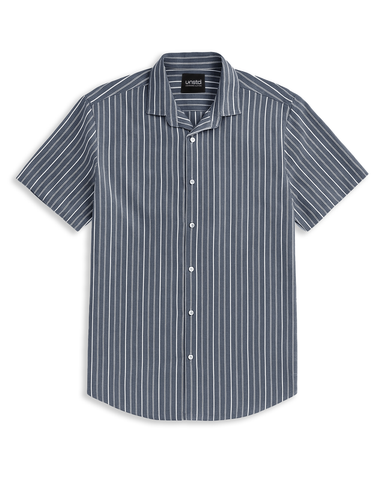 Grey stripe half sleeves plus size shirt