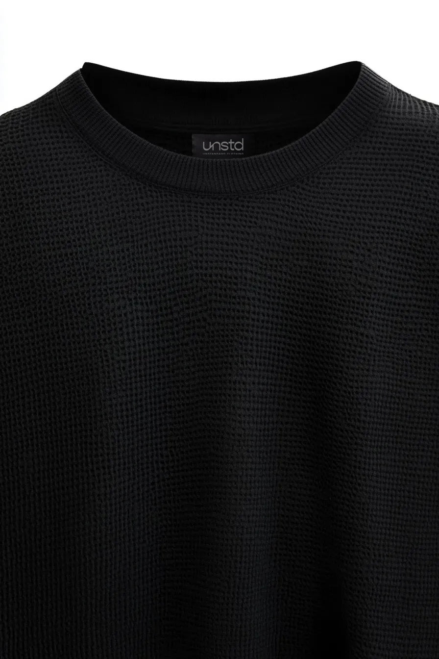 Waffle Pure Cotton Crew Neck Full Sleeve T-shirt