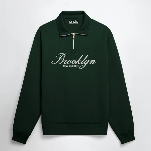 Brooklyn City Quarter-Zip Sweatshirt in Forrest Green