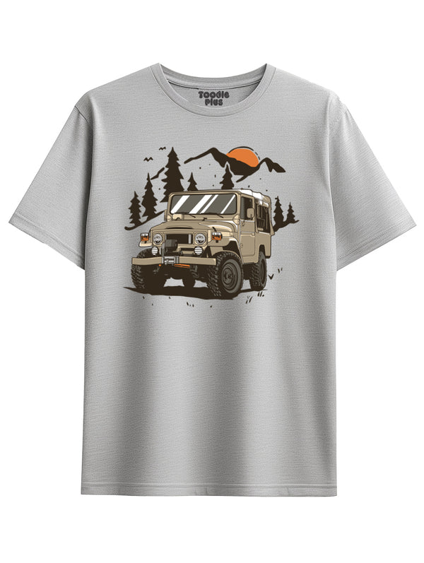 Mountain Jeep T-Shirt in Grey Melange