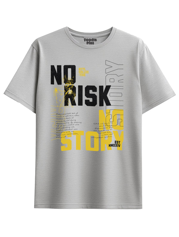 No risk No story T-Shirt in Grey Melange