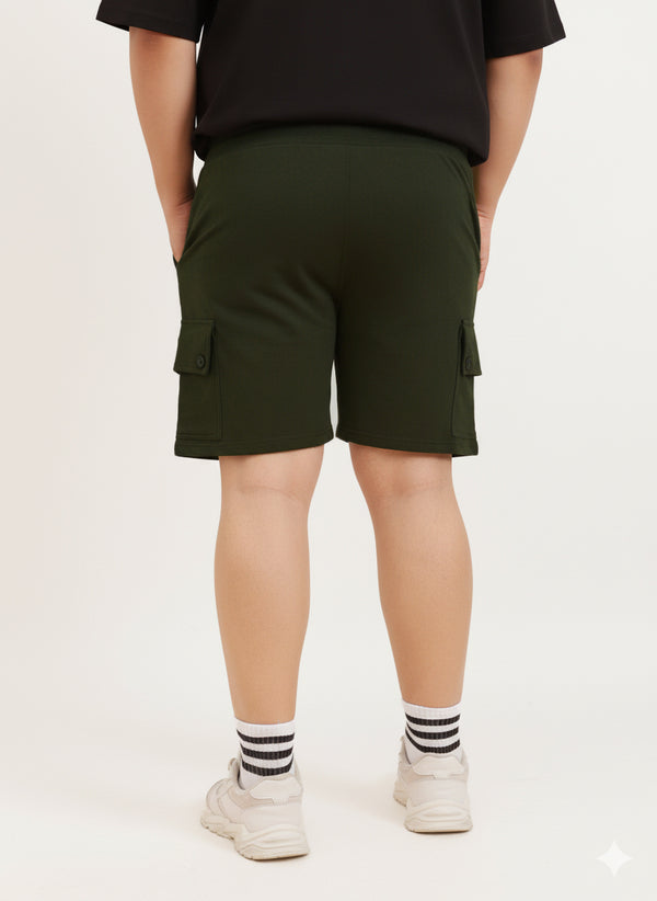 Cargo Shorts Cotton in Olive Green