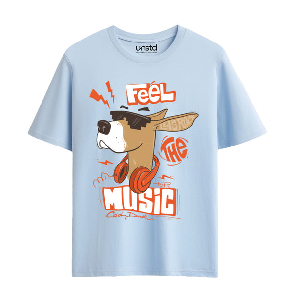 Feel The Music T-Shirt in Ice Blue
