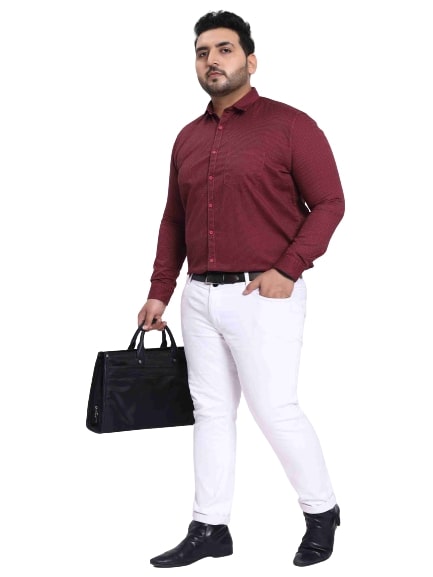 Maroon Satin Cotton Shirt in -