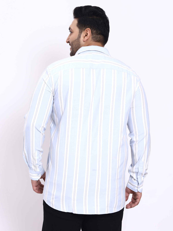 Cyan White Striped Shirt in -
