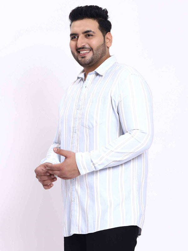 Cyan White Striped Shirt in -