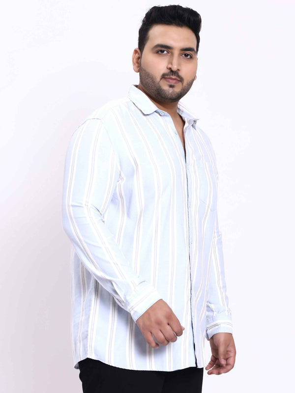 Cyan White Striped Shirt in -