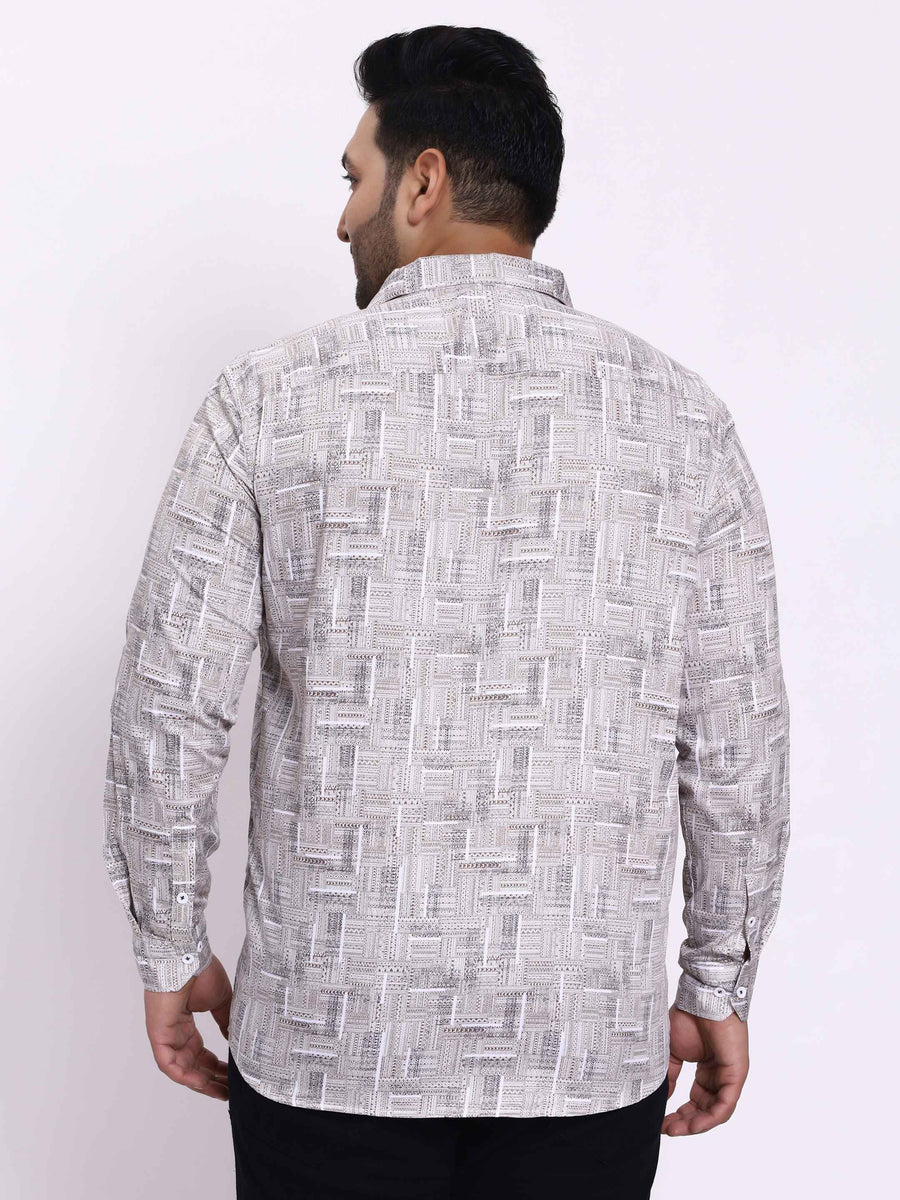White Ink Blue Printed Plus Size Shirt