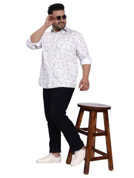 White Beige Printed Shirt in -