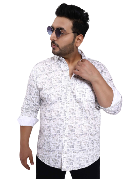 White Beige Printed Shirt in -