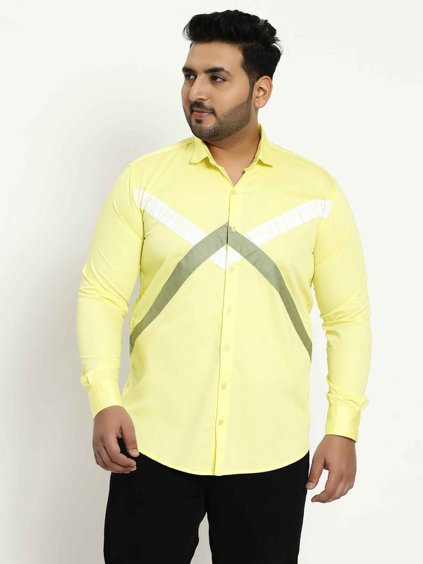 Lemon Yellow White Grey Cut n Sew Shirt in -