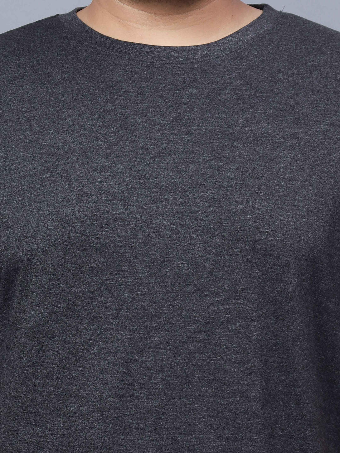 black melange solid round neck mens t shirt