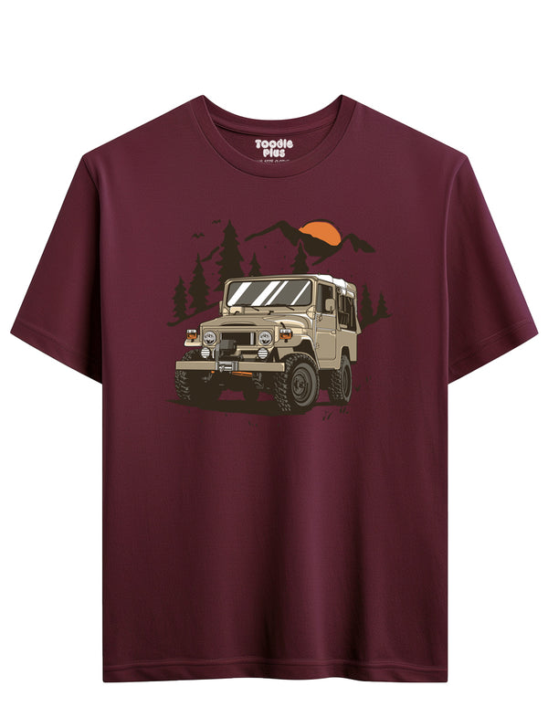Mountain Jeep T-Shirt in Maroon