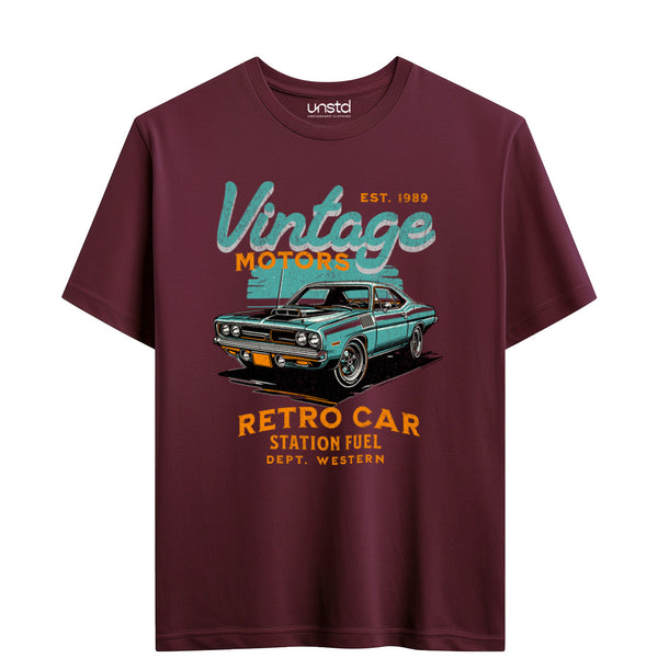 Vintage Motors T-Shirt in Maroon