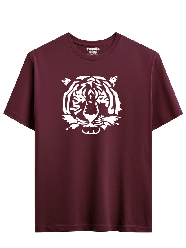 Tiger Face Size T-shirt in Maroon