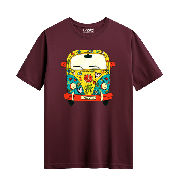 Hippie Van T-Shirt in Maroon