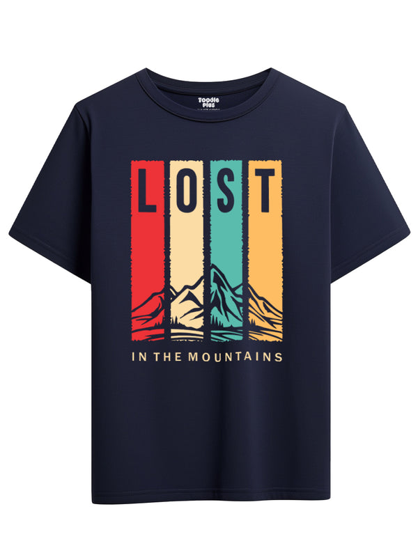Lost in the mountains T-Shirt in Navy Blue