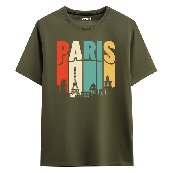 Paris City T-Shirt in Olive Green